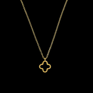 Pozlátený náhrdelník CLOVER DOTS Farba: pozlátenie 18k zlatom - čierna