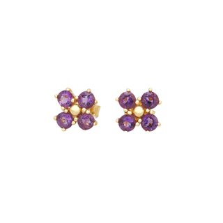 Strieborné pozlátené náušnice PAULA AMETHYST