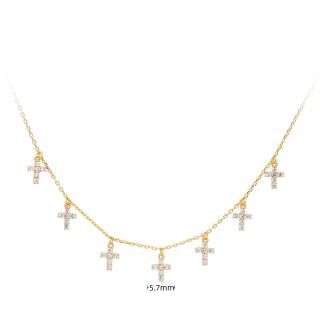 Strieborný pozlátený náhrdelník CROSS LUXURY