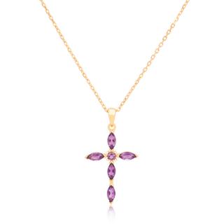 Strieborný pozlátený náhrdelník NORMA AMETHYST