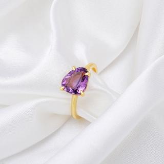 Strieborný pozlátený prsteň KHLOE AMETHYST Veľkosť: US 7