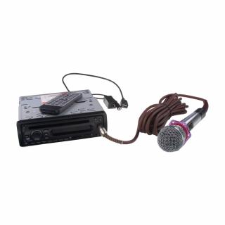 1DIN rádio pre autobusy s DVD/CD, 2x USB, SD, Bluetooth + HF, Mikrofón pre sprievodcu + prop HF