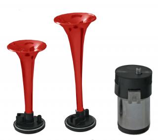 2-tónová fanfára 220mm, 12V s kompresorom červená ECE R28