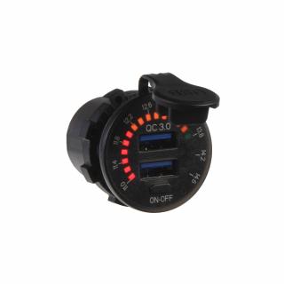 2x USB nabíjačka QC3.0, voltmeter s analógovou indikáciou do panelu