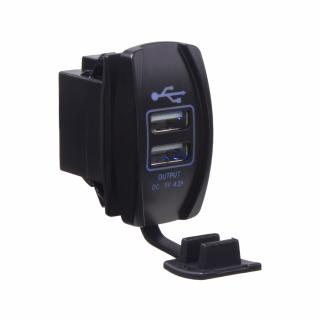 2x USB zásuvka "Rocker", modré podsvietenie