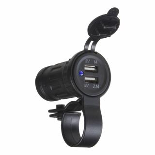 2x USB zásuvka vodeodolná na riadidlá / rúrku