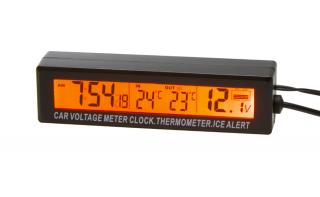 Digitálny vnútorný/vonkajší teplomer, hodiny a voltmeter