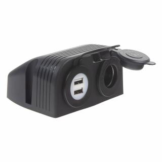 Dvojitá zásuvka s panelom 1x CL + 2x nabíjačka USB vodeodolná