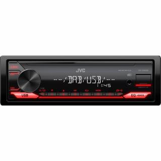 JVC DAB+ / FM autorádio bez mechaniky/USB/AUX/červené podsvietenie/odnímateľný panel