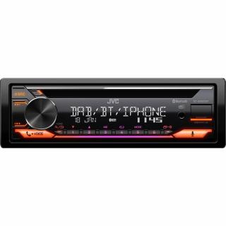 JVC DAB+ / FM autorádio s CD/Bluetooth/USB/AUX/odním.panel/multicolor
