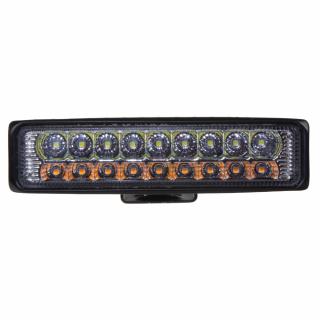 LED svetlo obdĺžnikové, biele/oranžové, 18x3W, 150 mm, ECE R10