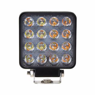 LED svetlo štvorcové biele/oranžové, 16x3W, 110x110mm, ECE R10