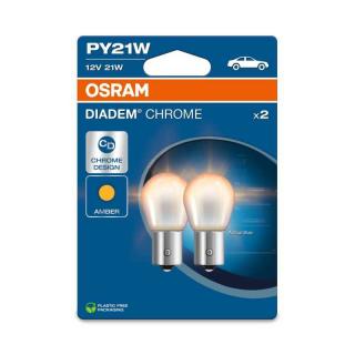 OSRAM 12V PY21W (BAU15S) 12V diadem chrome (2ks) oranžová Duo-blister
