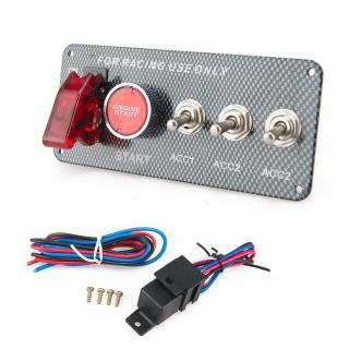 Panel s 4x spínačmi + tlačidlo ŠTART, 12V