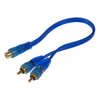 RCA Y audio kábel BLUE BASIC line, 1x samica, 2x samec