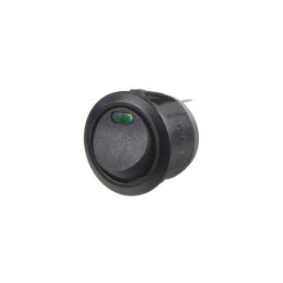 Spínač kolískový okrúhly 20A zelená LED