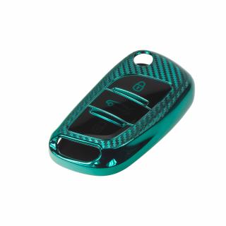 TPU obal pre kľúč Peugeot/Citroën, 3-tlačítkový, carbon zelený