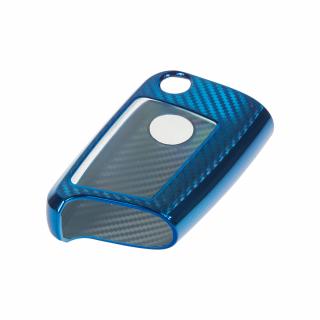 TPU obal pre kľúč Škoda, VW, Seat, carbon modrý