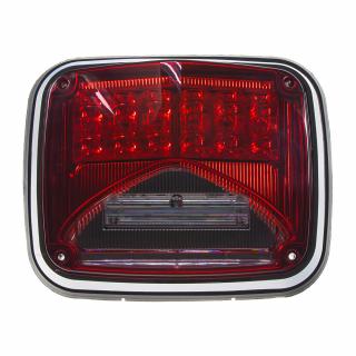 Výstražné LED svetlo obdĺžnikové s prísvitom, 12-24V, červené, ECE R65