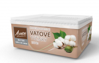 Vat.tyčinky Natur 200, biodegradovateľné