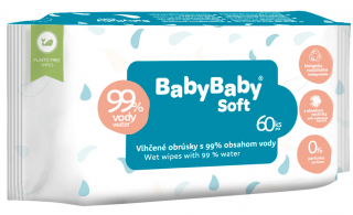 Vlhčené obrúsky, 99% voda, biodegradovateľné , 60ks