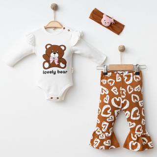 Dětský set s Medvídkem - Body a Kalhoty + Čelenka Velikost: 3-6 mes. (62 - 68 cm)