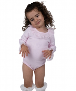 Elegantní body na dlouhý rukáv - Pink Velikost: 9-12 mes. (74 - 80 cm)