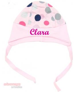 kojenecká čiapka BABY - s menom PINK DOTS Veľkosť: 68