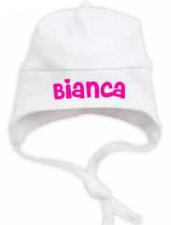 kojenecká čiapka BABY - s menom WHITE Veľkosť: 62