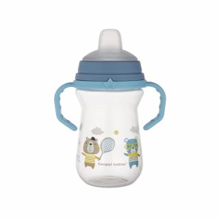 Canpol babies Hrnček so silikónovým náustkom FirstCup BONJOUR PARIS 250ml modrý