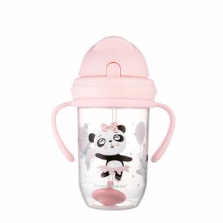 Canpol babies netečúci hrnček so slamkou so závažím 270ml 6m+ Exotic Animals ružový