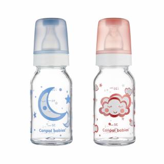 Canpol babies Sklenená fľaša s úzkym hrdlom 120 ml NIGHT DREAMS