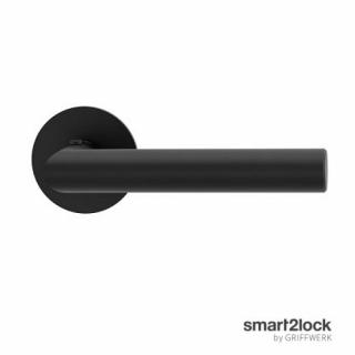 Griffwerk Lucia Piatta S smart2lock kľučka na tenkej rozete uzamykateľná čierna Orientácia: Ľavá, Povrch: čierna matná (CM), Typ: WC - uzamykateľné