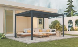 Hliníková bioklimatická pergola s lamelami BestBerg BBP-12G / 4 x 3 m / sivá