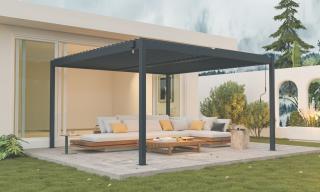 Hliníková bioklimatická pergola s lamelami BestBerg BBP-16G / 4 x 4 m / sivá