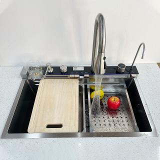 Multifunkčný inteligentný drez BestBerg BBSS-20S / 75 x 45 x 22 cm / nerezová oceľ / strieborná