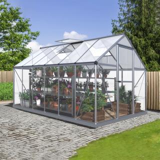 Skleník so základňou BestBerg SH-6 / 6,6 m² / 360 x 182 x 208 cm / strieborná