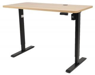 Výškovo nastaviteľný elektrický stôl BestBerg BBAT-14BWD / rozmer 140x70 cm / výška 93,4-125,4 cm / čierna/drevo