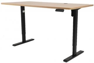 Výškovo nastaviteľný elektrický stôl BestBerg BBAT-16BWD / rozmer 160x80 cm / výška 85-130 cm / čierna/drevo
