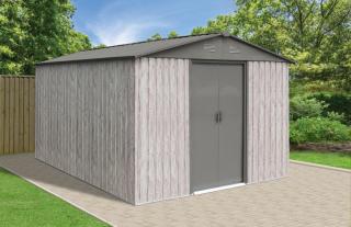 Záhradný domček BestBerg ZDB-9SD / 9 m² / 279 x 324 x 211 cm / biele drevo / sivá