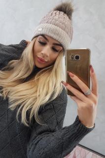 Béžová dámska čiapka K160 - Uni