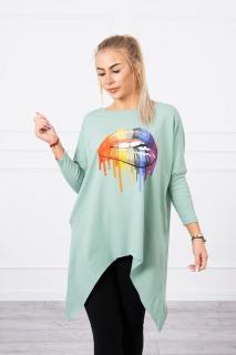 Dámska blúzka oversize s potlačou 9006 - tmavomätová - Uni