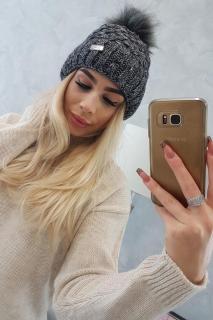 Dámska čiapka K169 - čierno-sivá - Uni