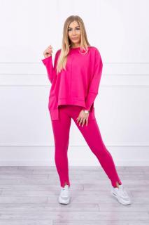 Dámska fuchsiová tepláková súprava s oversize mikinou 9328 - Uni