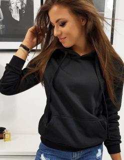 Dámska mikina BASIC s kapucňou (by0158) - čierna - XL