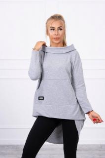 Dámska mikina s predĺženou zadnou stranou 9116 - sivá - Uni