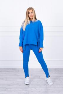 Dámska modrá tepláková súprava s oversize mikinou 9328 - Uni