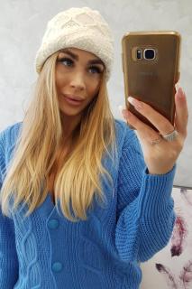 Dámska pletená čiapka K235 - ecru - Uni