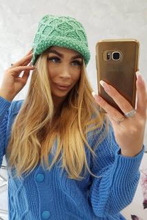 Dámska pletená čiapka K235 - mätová - Uni