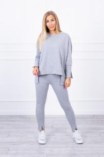 Dámska sivá tepláková súprava s oversize mikinou 9328 - Uni